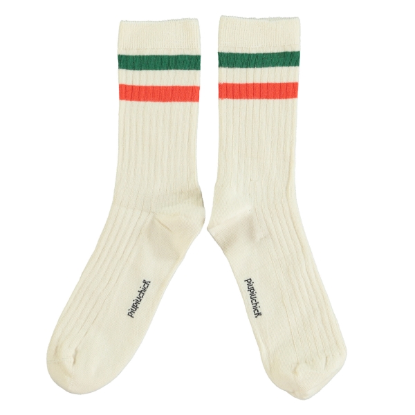 Piupiuchick Multi stripes socks ecru SS24.AC2407B 