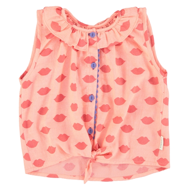 Piupiuchick Sleeveless shirt Coral pink SS24.