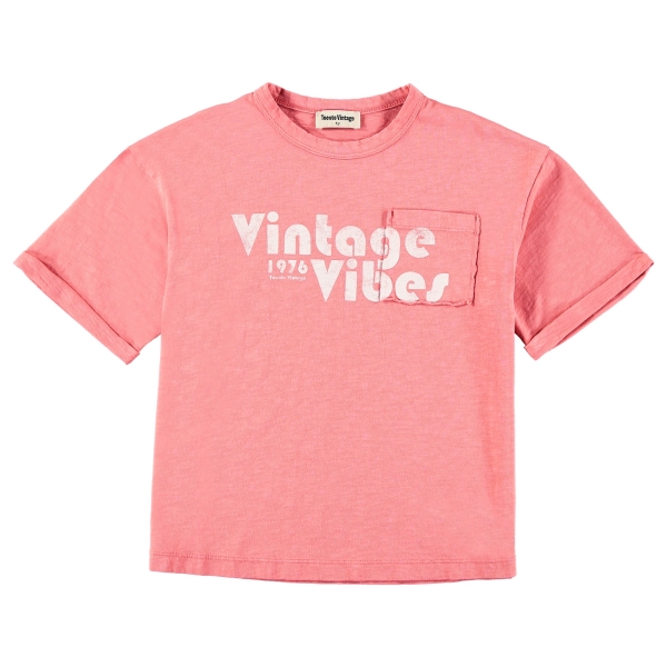 Tocoto Vintage Oversized vintage vibes tee dark pink S52324 