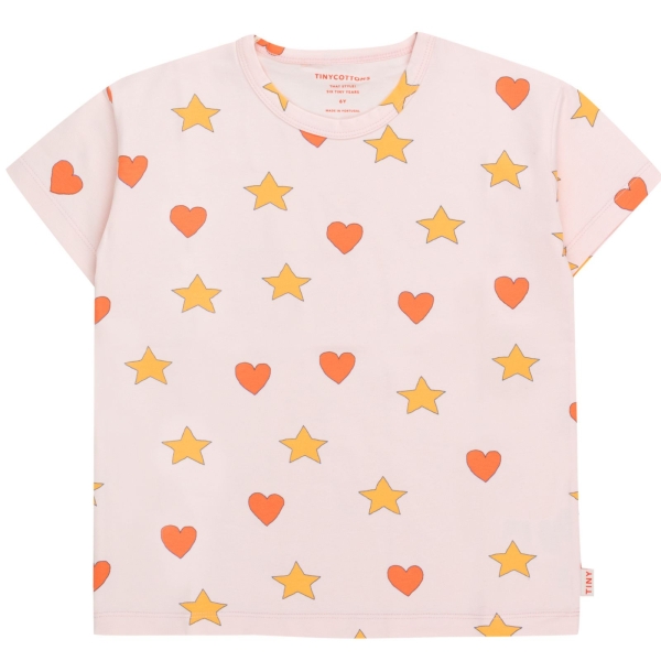 Tiny Cottons Hearts stars tee pastel pink SS24-001-N08 