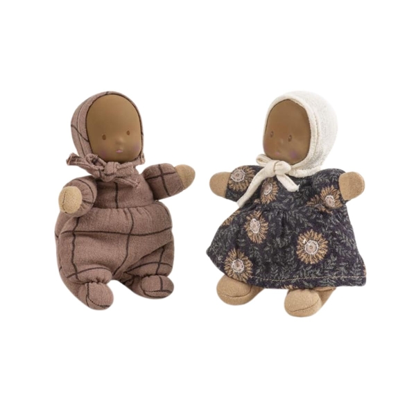 Minikane Set of 2 Les Loupiots dolls Duo girl and boy Marguerite Réglisse/chocolate tiles LL.02.002 