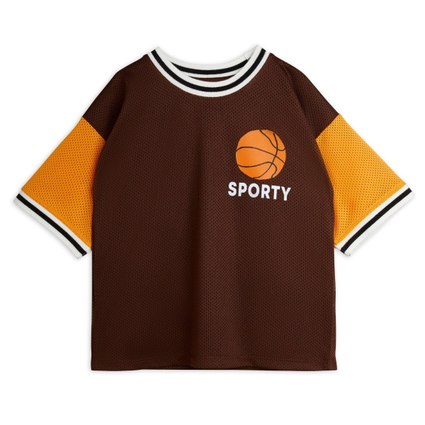 Mini Rodini Koszulka Basketball mesh brązowa 2422012316