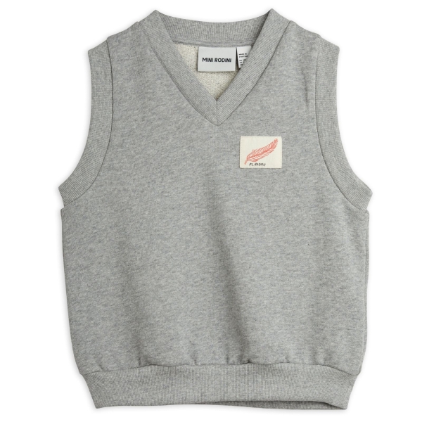 Mini Rodini Feather patch short sleeve sweatshirt grey 2422013594 