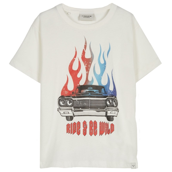 Finger in the nose Jason teen tee off white flame