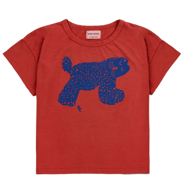 Bobo Choses Big cat short sleeve t-shirt red 124AC003 