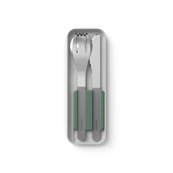Monbento Slim box cutlery natural green 50300044 