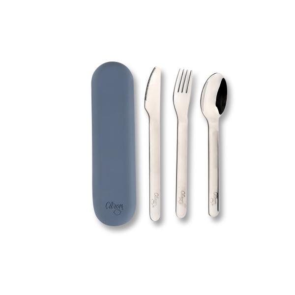 Citron Stainless steel cutlery set dark blue cutlery_set_silicone_dark_blue 