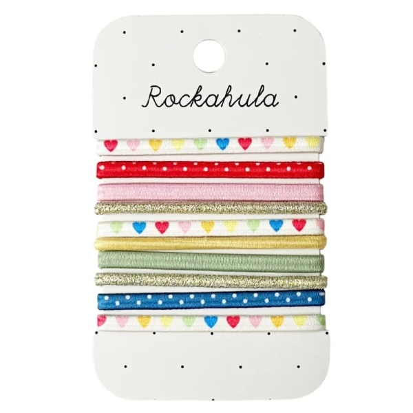 Rockahula Kids 10er Set Regenbogen Herzen elastische Pony-Haarbänder H2109M