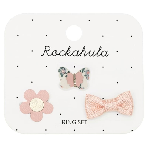 Rockahula Kids Juego de 3 anillos Flora mariposa Y224W