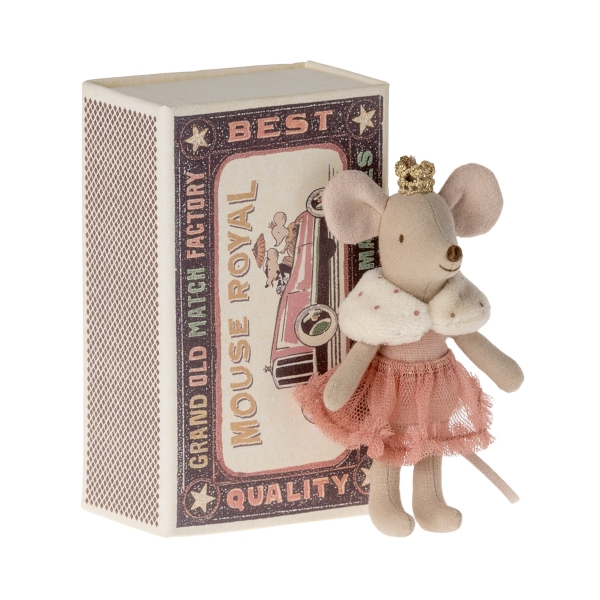 Maileg Pequeña hermana Princesa ratón en caja de cerillas 17-3100-00