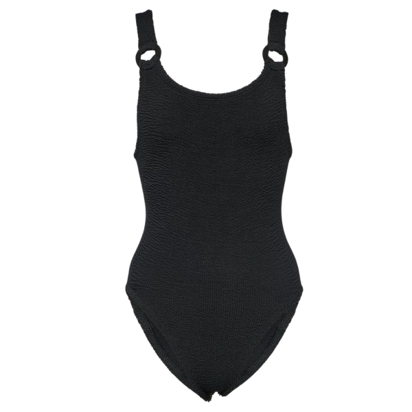 Hunza G Domino swim suit with fabric hoops black DOMINBLACKHOOP