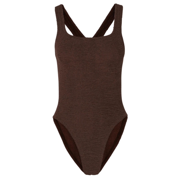 Hunza G Square neck swim suit chocolate SQUARENECKCHOCOLATE