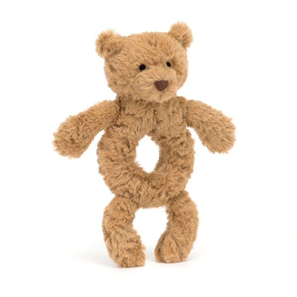 Jellycat Bartholomew Bear Rattle toy brown 18cm BAR4RR