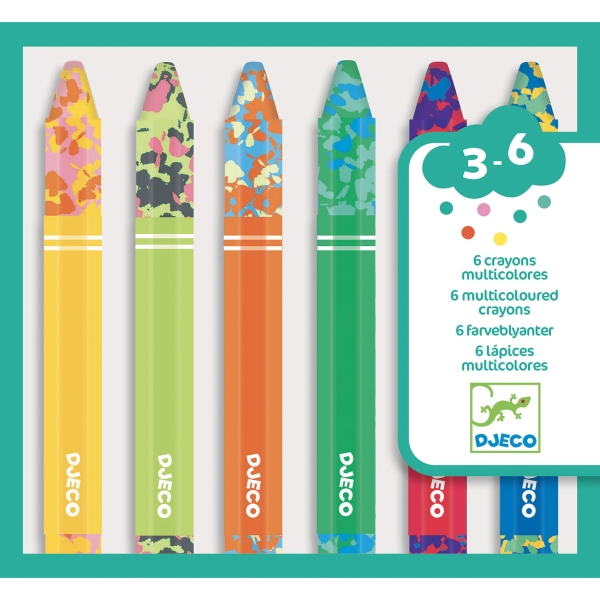 Djeco Set de 6 crayons de cire multicolores DJ09006