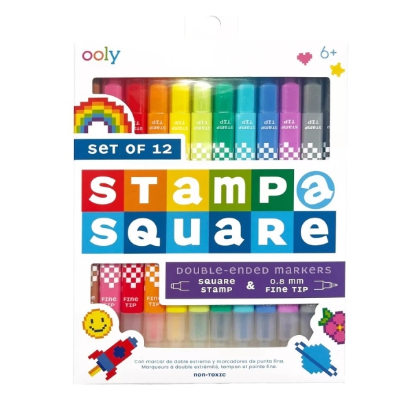 OOLY Double-sided fineliners with Stamp-A-Square stamps 130-112