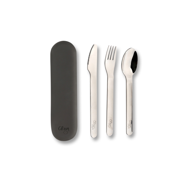Citron Stainless steel cutlery set black cutlery_set_silicone_black 