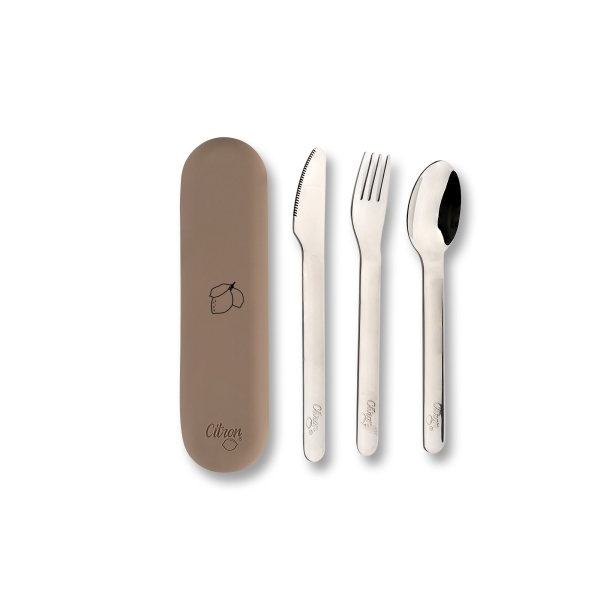 Citron Stainless steel cutlery set lemon brown cutlery_set_silicone_brown 
