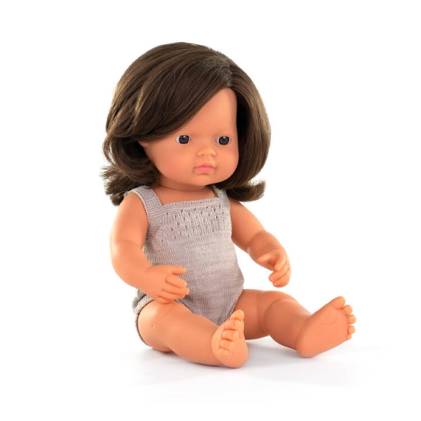 Miniland European brunette girl doll 38cm 31284 
