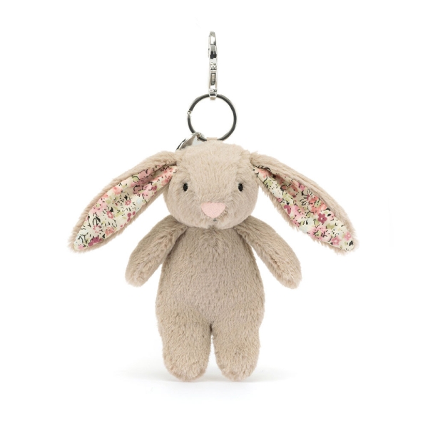 Jellycat Porte-clés lapin avec oreilles fleuries beige 17cm BL4BBC