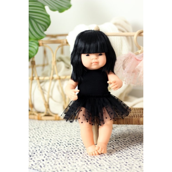 Miniland Black ballerina costume Bodysuit + tutu skirt 38 cm