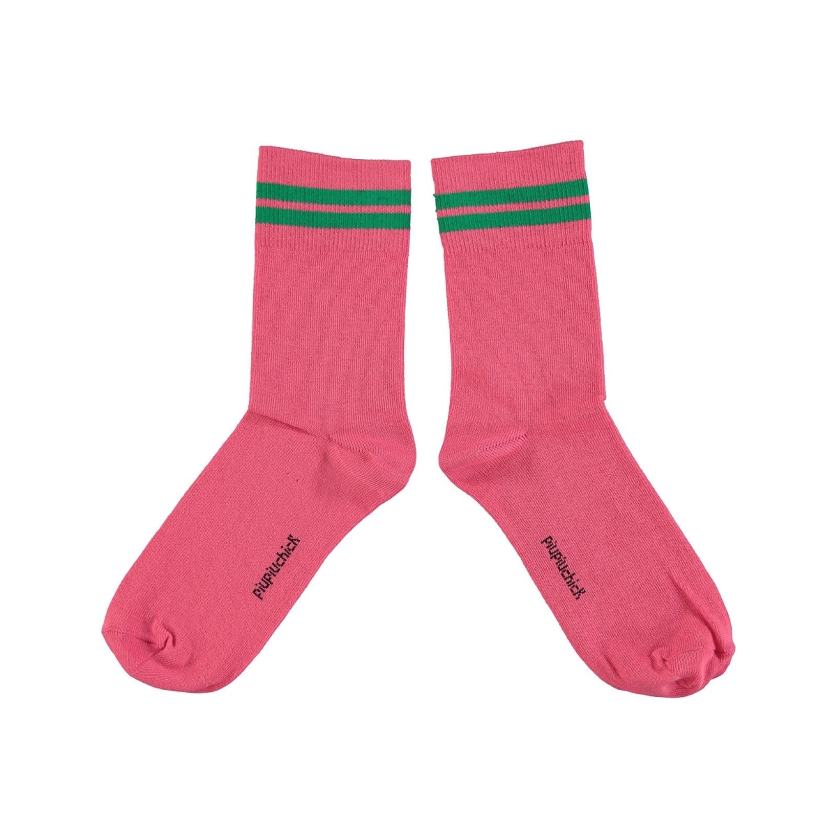 Piupiuchick Chaussettes courtes à rayures rose/vert AW24.AC2407