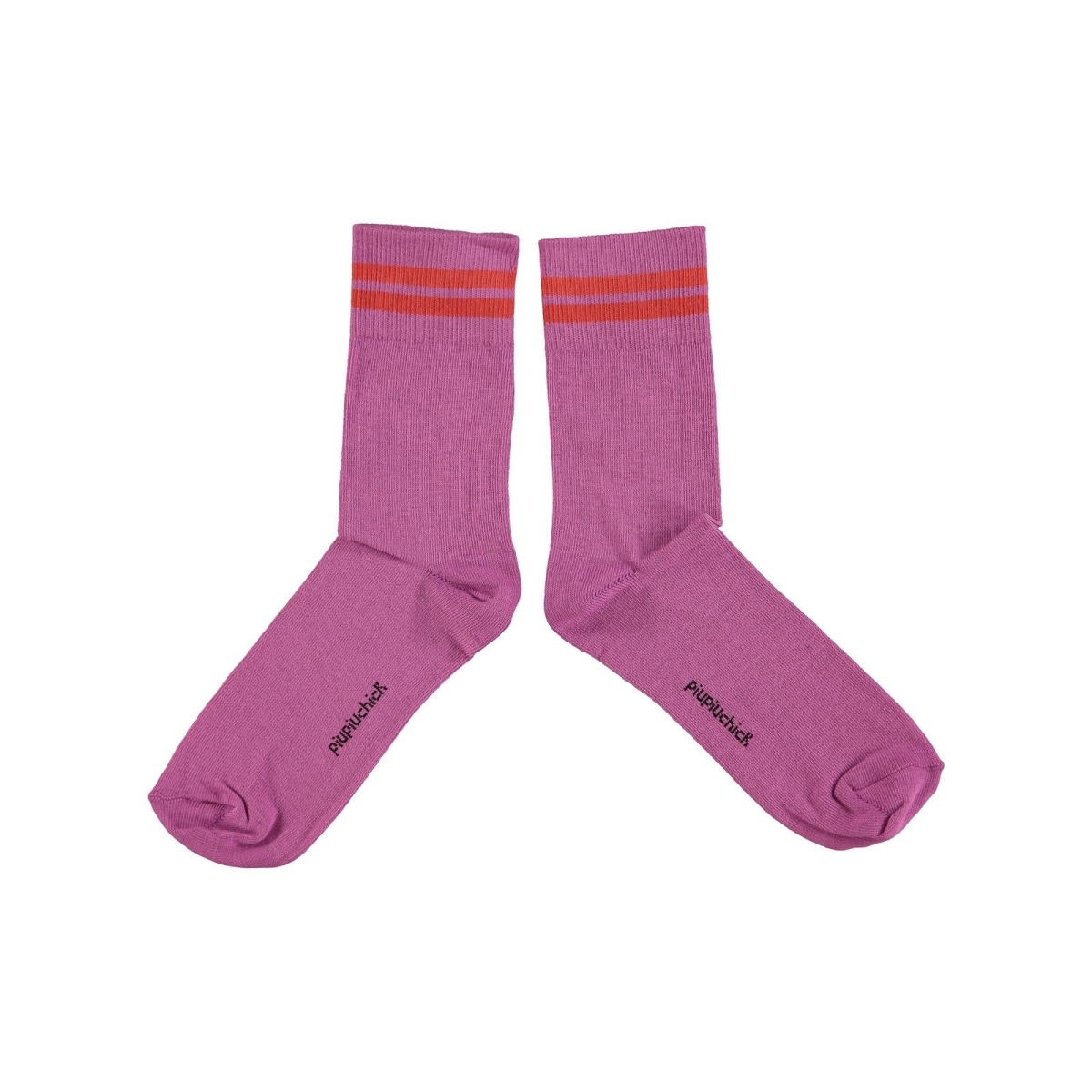 Piupiuchick Chaussettes courtes à rayures magenta/rouge AW24.AC2407A