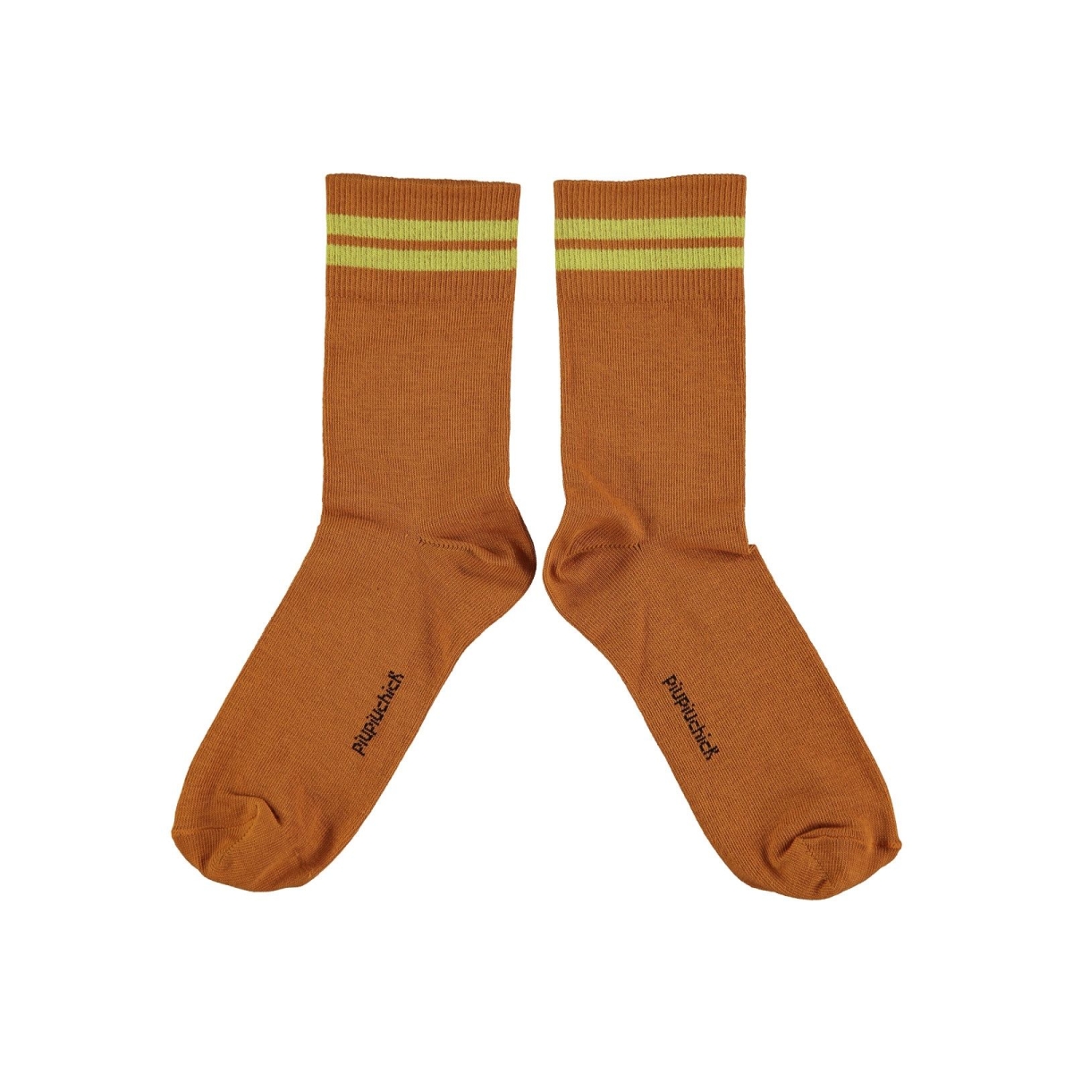 Piupiuchick Chaussettes courtes à rayures camel/jaune AW24.AC2407C