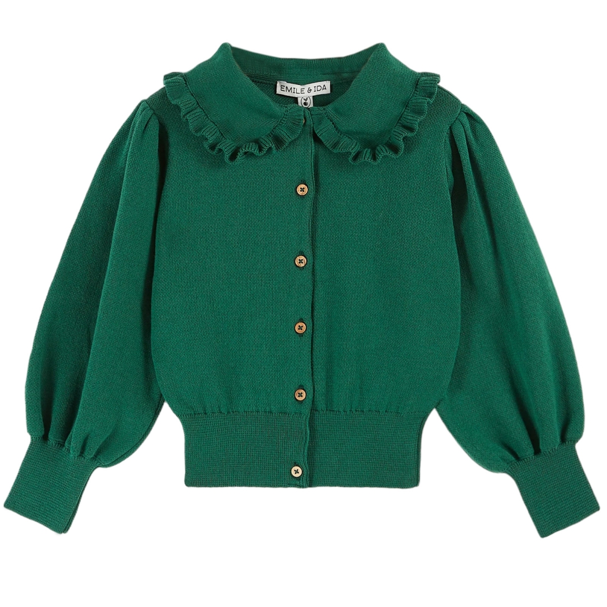 Emile et Ida Col volante vert cardigan AA207