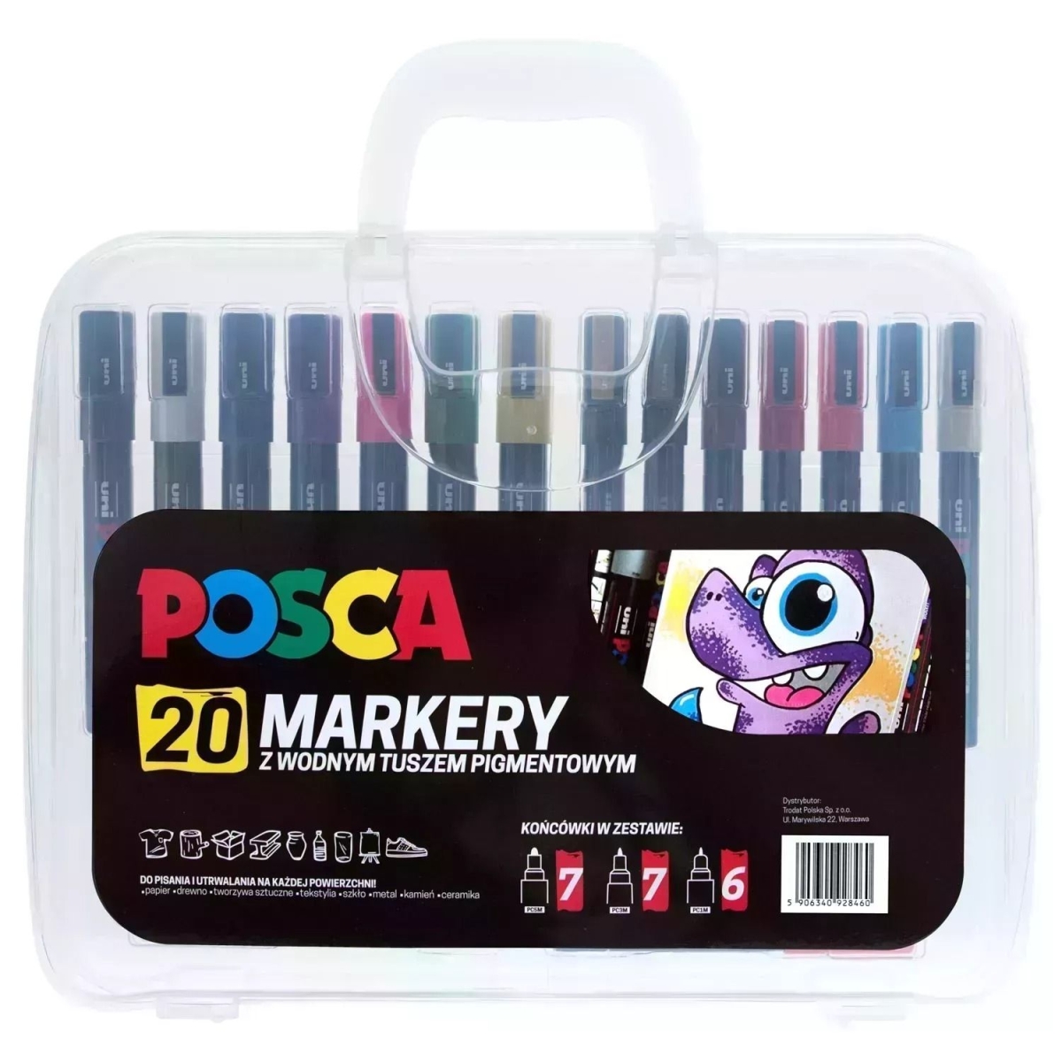 Posca Posca Mix Set Folder, 20 Pieces, Mix of Colors, Tips