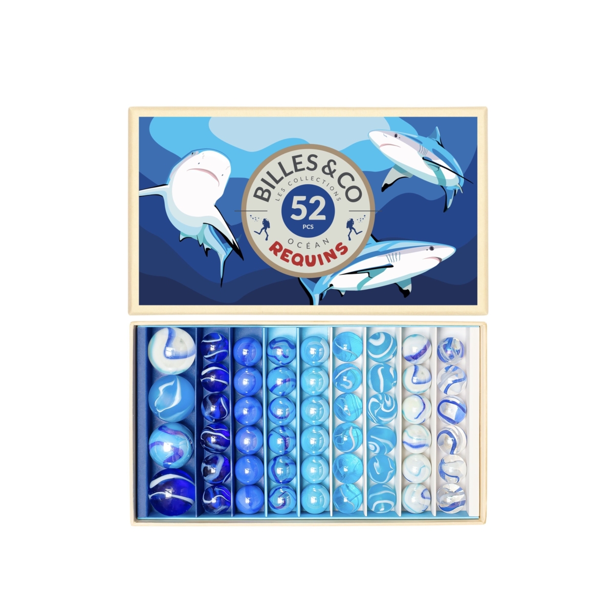 Billes & Co Glass Marbles Sharks BOX-05 