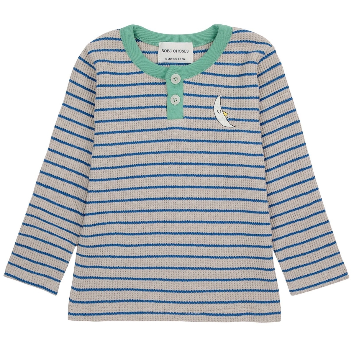 Bobo Choses Baby Stripes waffle buttoned T-shirt bobo choses