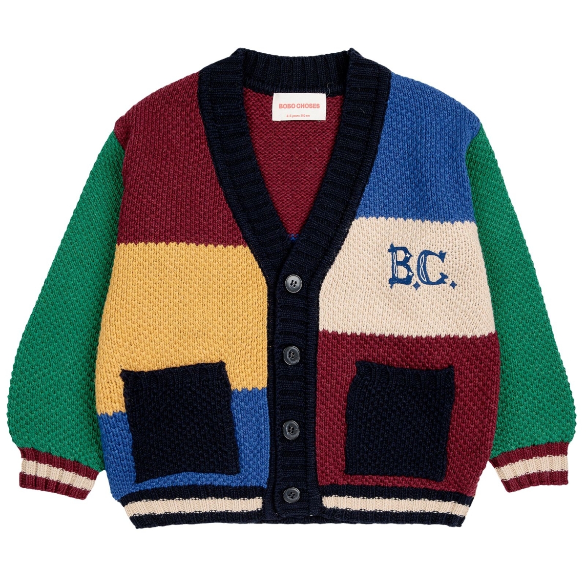 Bobo Choses B.C vintage colour block kids cardigan B224AC121