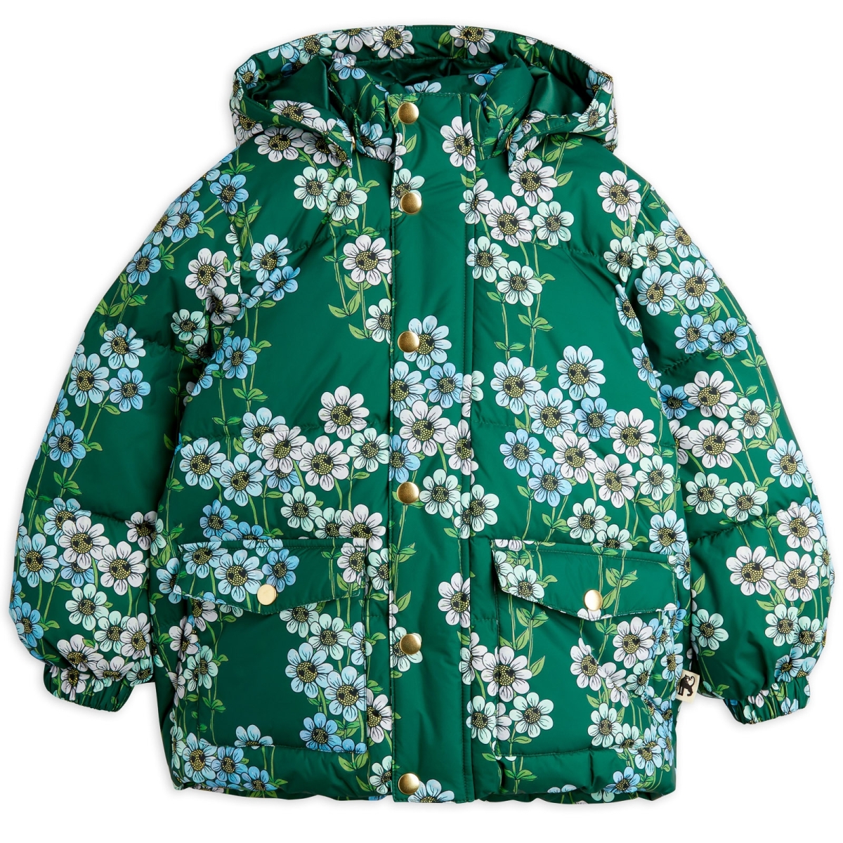 Mini Rodini Doudoune avec capuche en vert floral 2471012075