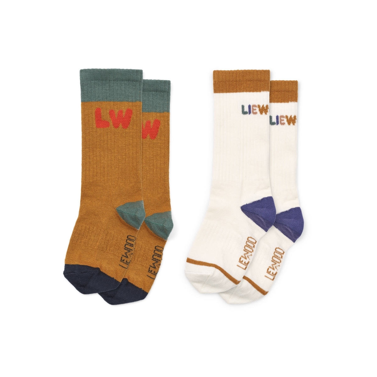 Liewood 2pack socks golden carmel mix/creme de la creme LW19193