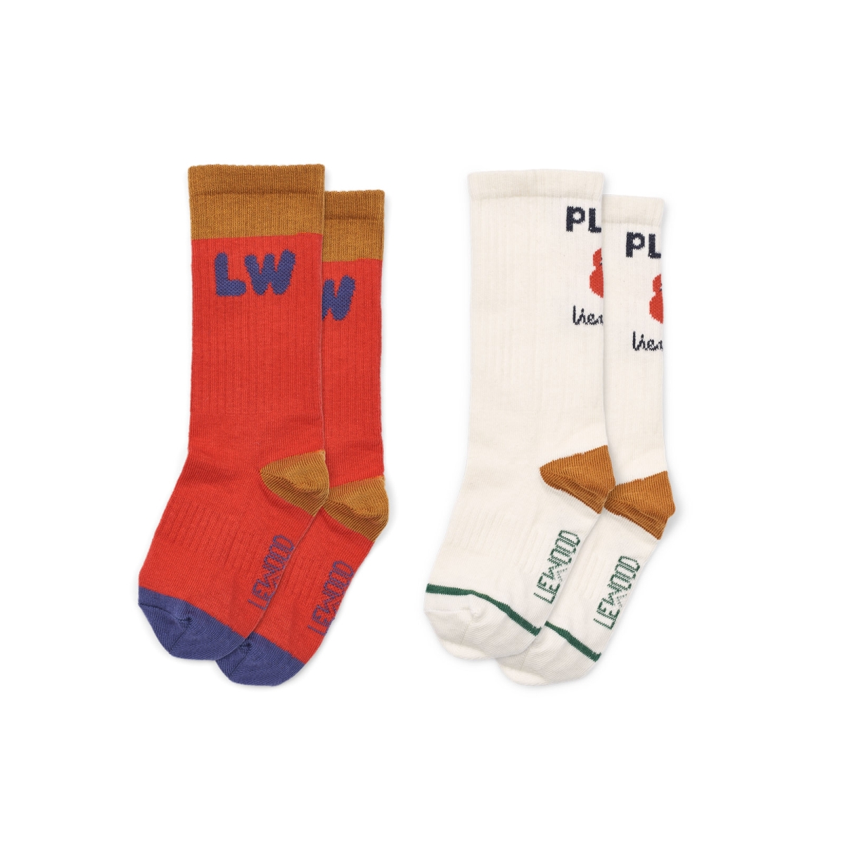 Liewood 2pak calcetines mezcla manzana roja/crema de la crema LW19193