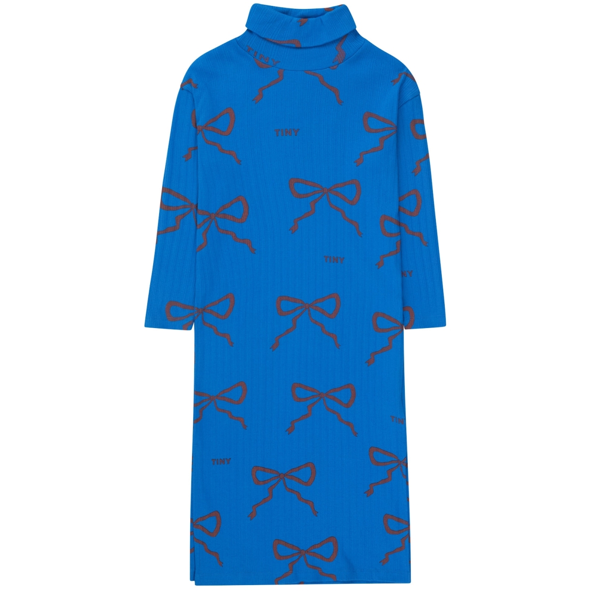 Tiny Cottons Bows Mockneck Dress Blue AW24-046