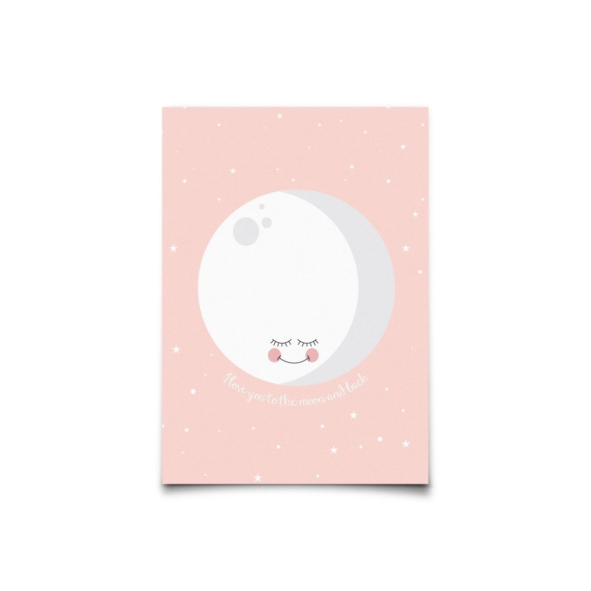 Eef Lillemor Postcard I Love You To The Moon and Back pink
