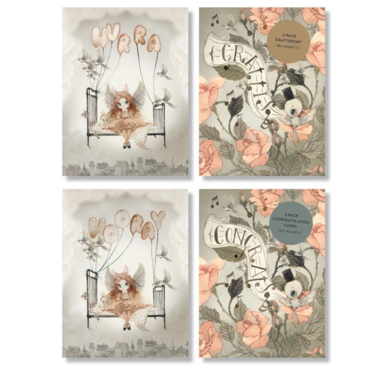 Mrs. Mighetto Two pack congratulation cards Roses MM-ROSES 