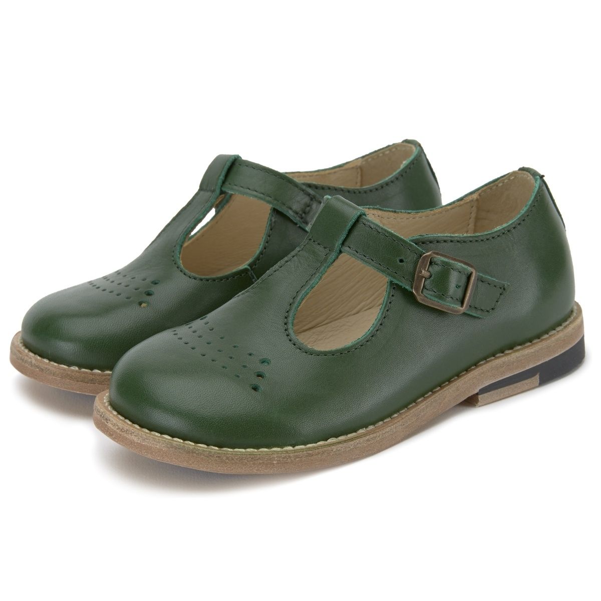 Young Soles T-bar Shoe Dottie Leather green DO305622 