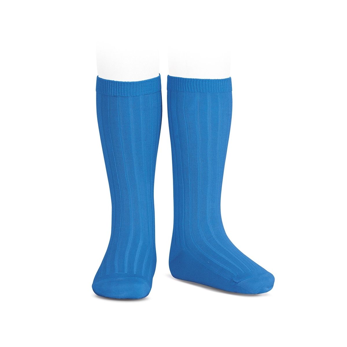 Condor Wide Ribbed Cotton Knee High Socks electric blue