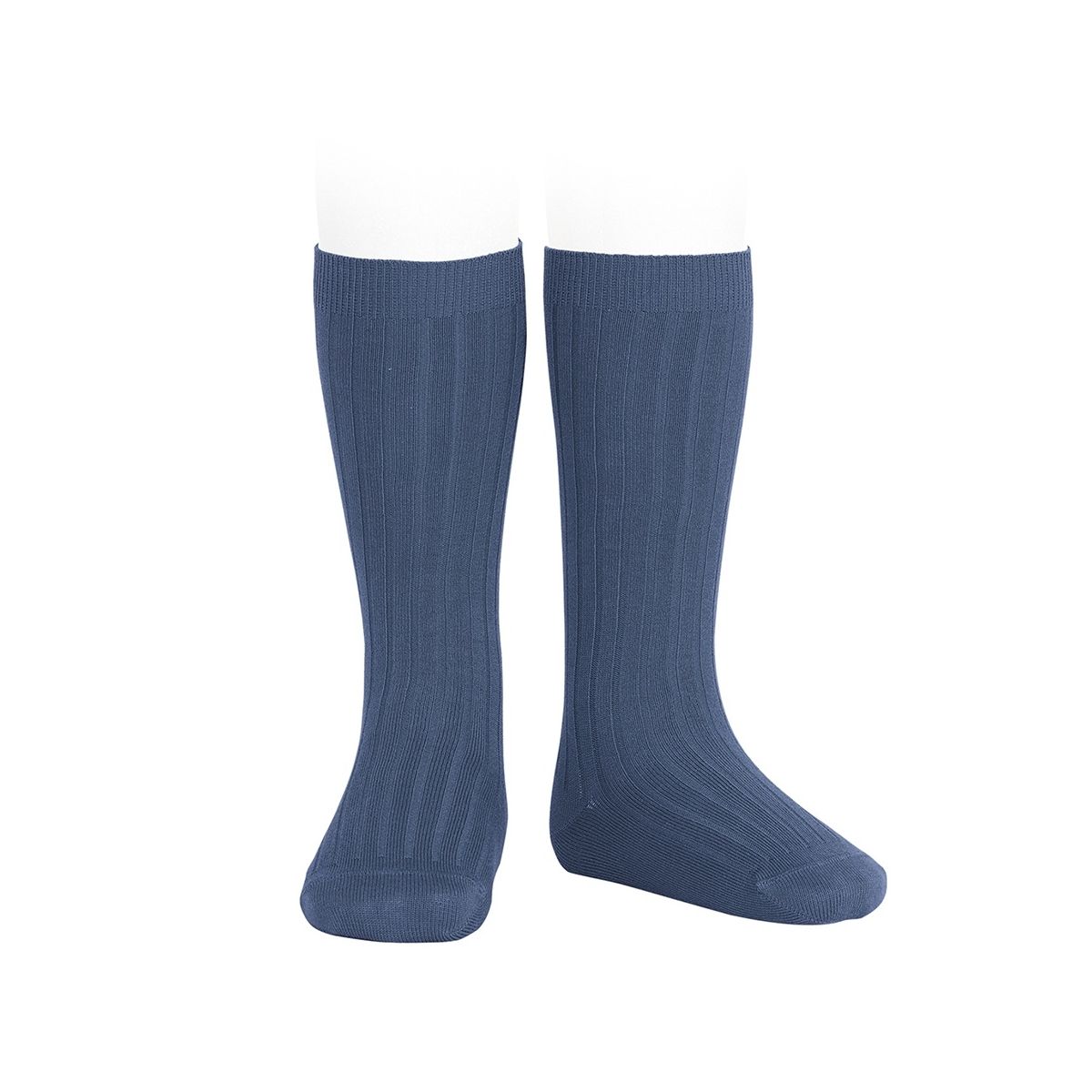 Condor - Wide Ribbed Cotton Knee High Socks cobalt - Tights & socks - 2.016/2_470 