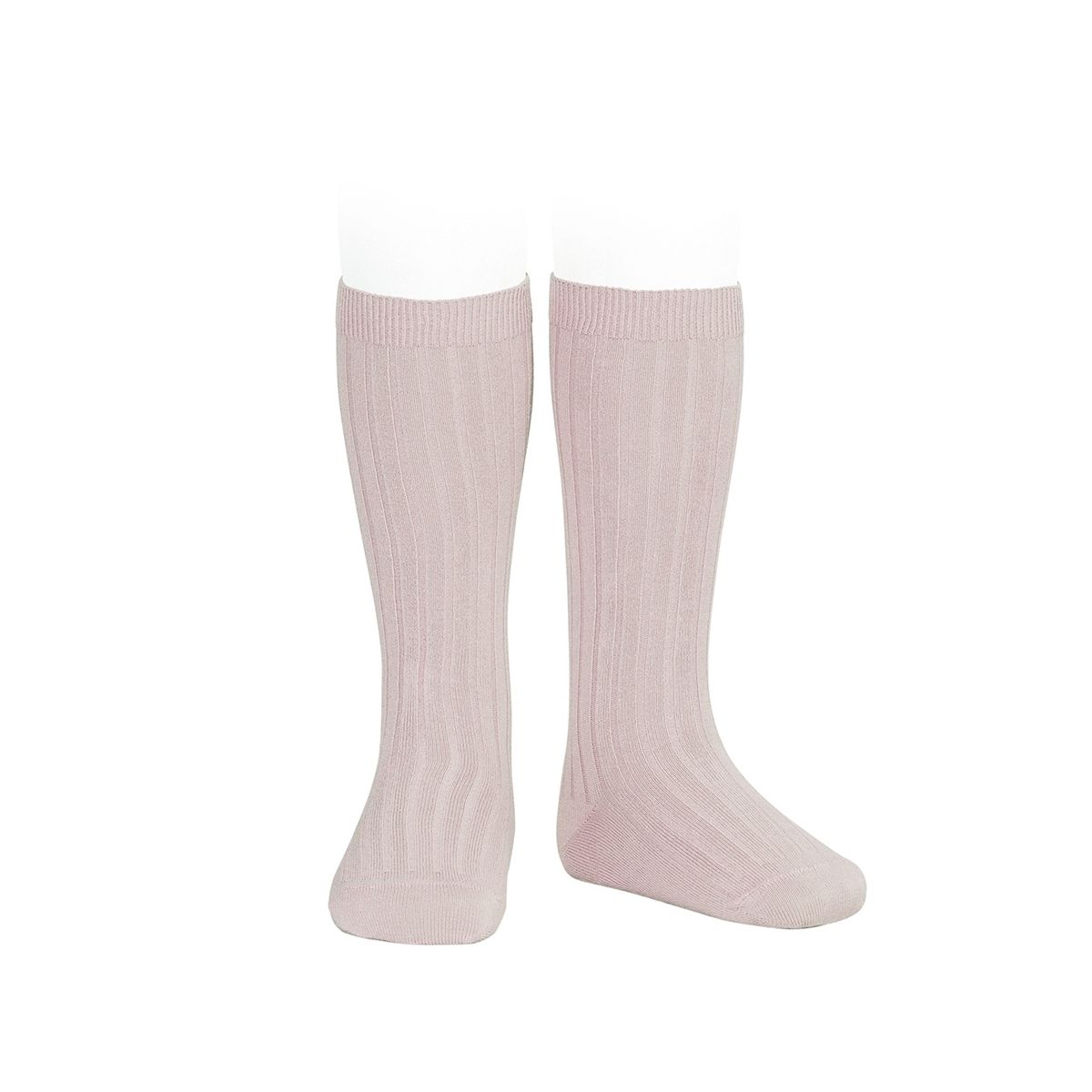 Condor Wide Ribbed Cotton Knee High Socks old rose 2.