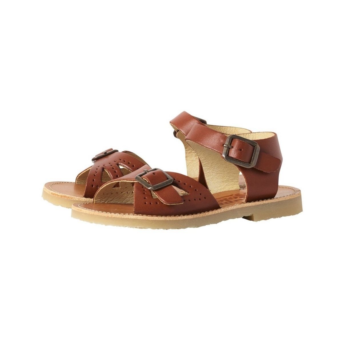 Young Soles Sandals Pearl Leather Chestnut brown PL410720 