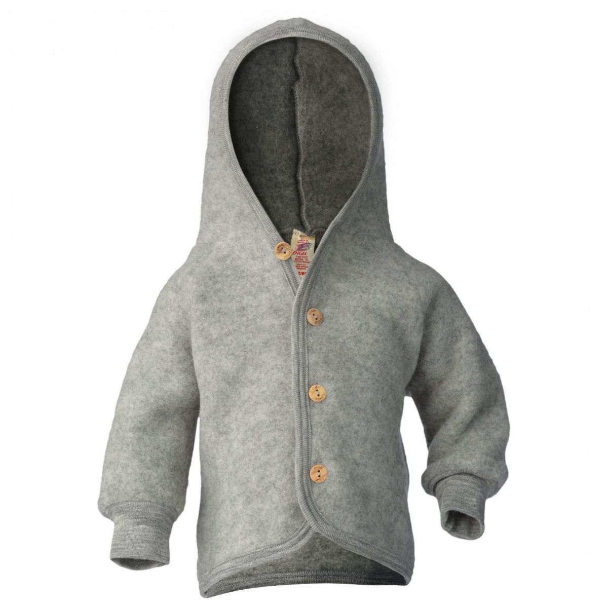ENGEL Natur Hooded jacket with wooden buttons light Grey melange 575520-091 