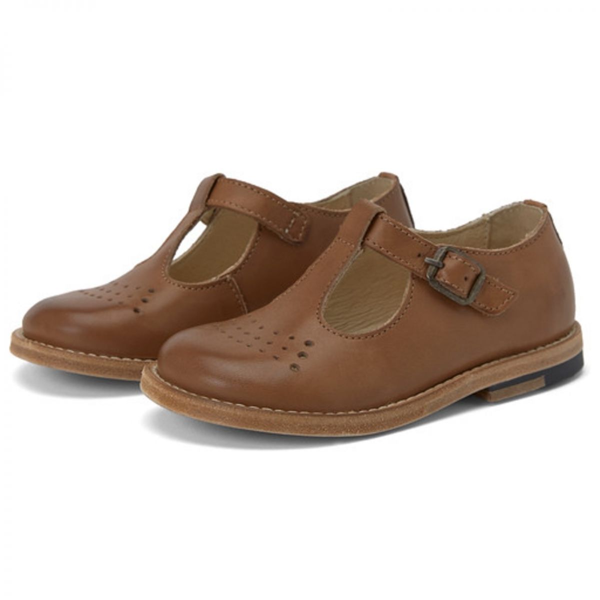 Young Soles T-bar Shoe Dottie Burnished Leather brown