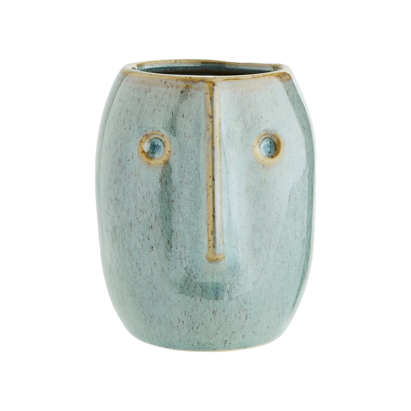 Madam Stoltz - Flower Pot With Face Imprint Green 8x10 cm - Vases & decorative objects - HY15321-10-G 