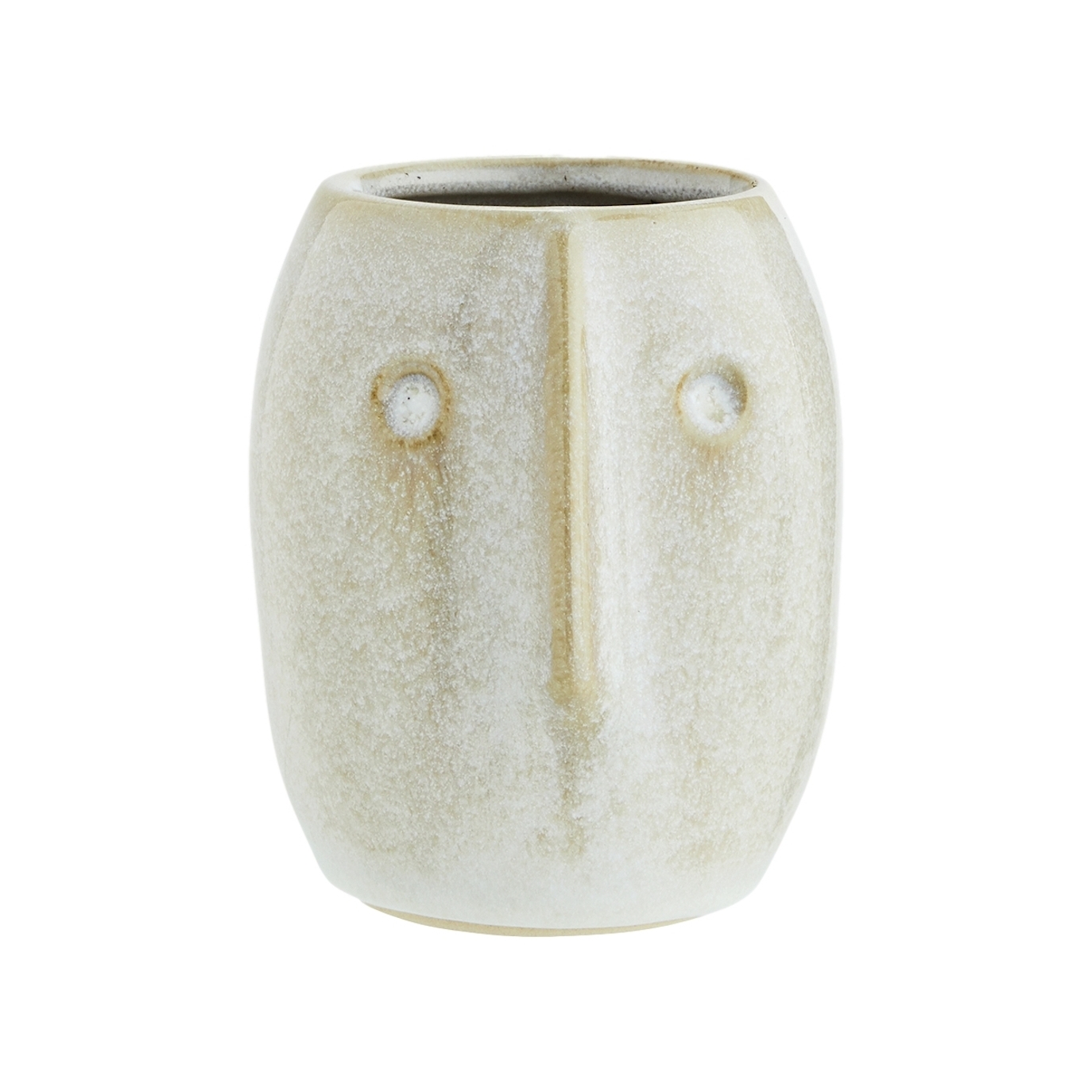 Madam Stoltz - Flower Pot With Face Imprint White 8x10 cm - Vases & decorative objects - HY15321-10-W 
