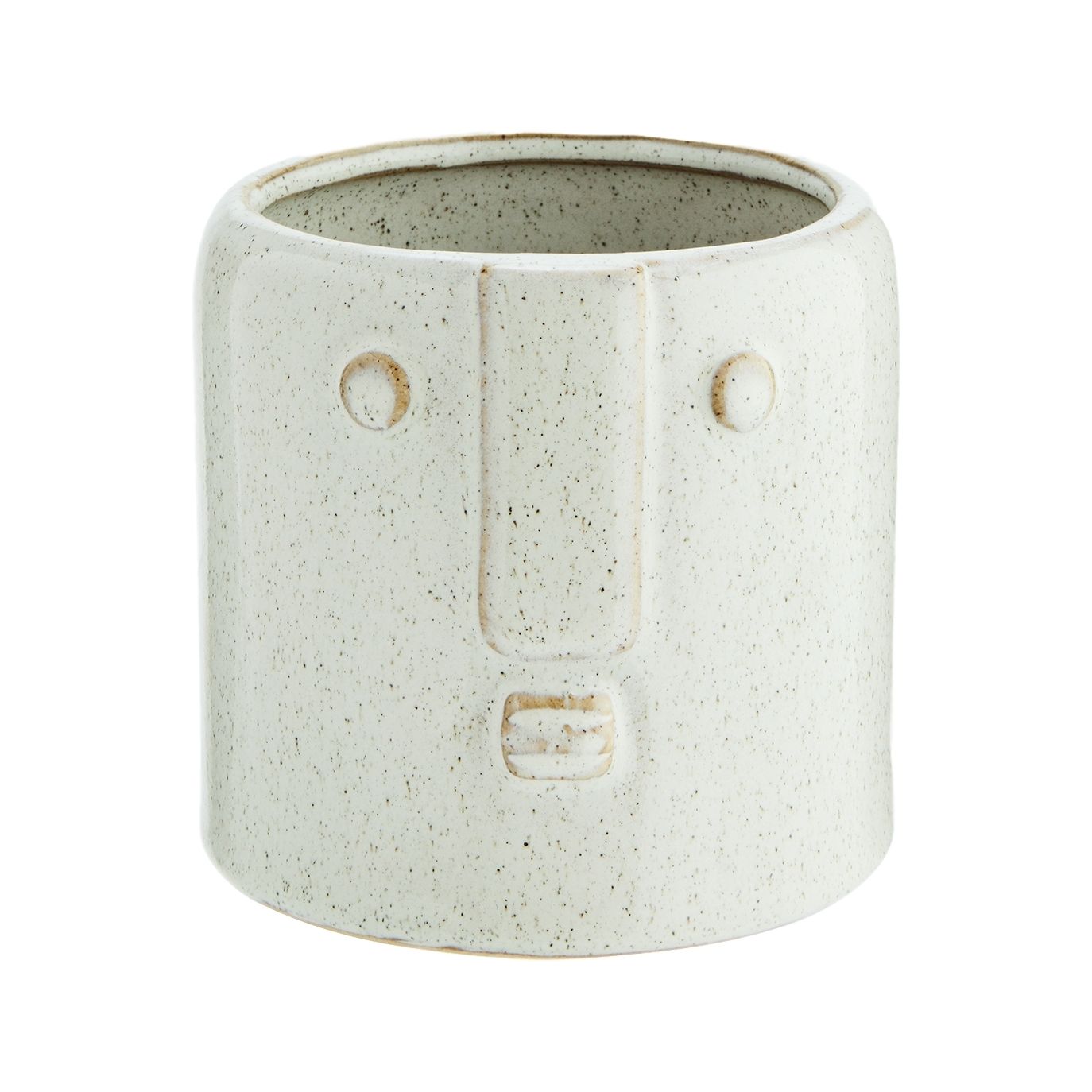 Madam Stoltz - Flower Pot With Face Imprint White 11,5x10,5 cm - Vases & decorative objects - HY15460-12 