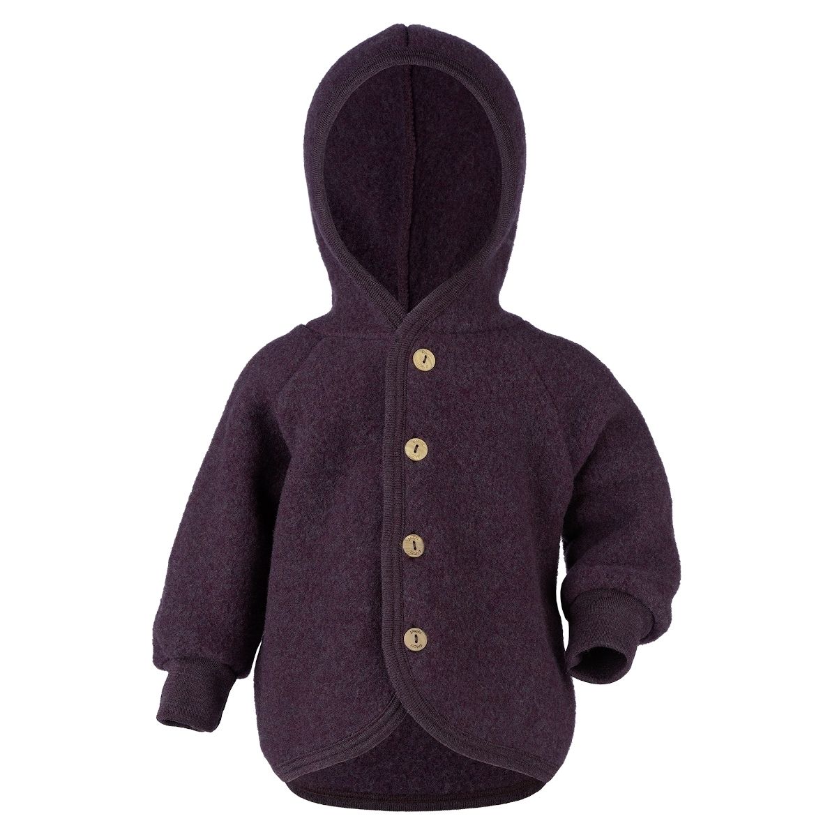 ENGEL Natur Hooded jacket with wooden buttons Purple melange