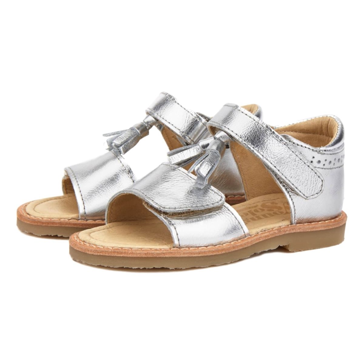 Young Soles Flo Leather Tassel Sandal Silver  